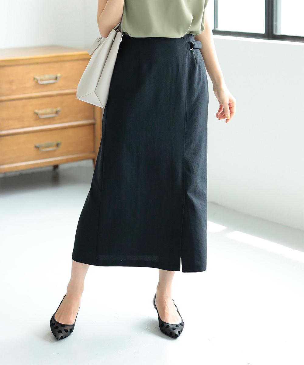 リネン混ラップデザインロングタイトスカート | WEBストア | ファッションレンタル【EDIST. CLOSET】
